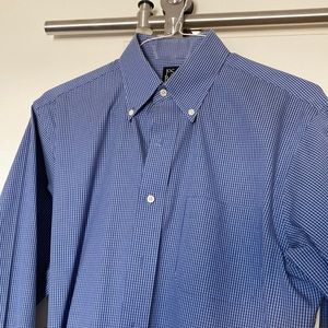 Jos. A. Bank Fine Checker Blue L Oxford Shirt